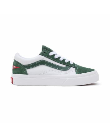 Zapatillas Vans UY Old Skool Vans Since 1966 blancas y verdes para niños de 4 a 8 años