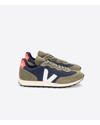 Zapatillas Veja Rio Branco Alveomesh azul marino y verde con detalles en blanco y naranja Unisex 