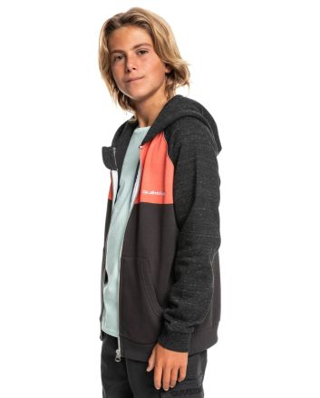 Niño con Sudadera de capucha y cierre de cremallera Quiksilver Easy Day naranja y negra