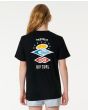 Niña con camiseta de manga corta Rip Curl Search Icon Negra 8-16 años posterior