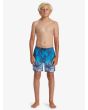 Niño con bañador Quiksilver Everyday Mix Volley 14'' Azul con estampado tropical pierna recta
