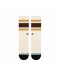 Vista superior de los calcetines Stance Boyd Crew Dark Brown con logo bordado y puntera negra
