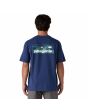 Hombre con Camiseta de manga corta con bolsillo Patagonia M's Boardshort Logo Pocket Responsibili-Tee Cement Blue