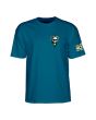 Camiseta de manga corta Powell Peralta Mike McGill Skull & Snake 40th Anniversary Azul Galápagos para hombre gráfico delantero