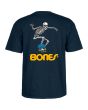 Camiseta de manga corta Powell Peralta Skateboard Skeleton 2 azul marino para hombre vista posterior