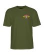 Camiseta de manga corta Powell Peralta Winged Ripper verde militar para hombre estampado pecho