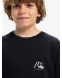 Niño con camiseta orgánica de manga corta Quiksilver Evo Original Negra logo impreso pecho
