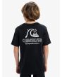 Niño con camiseta orgánica de manga corta Quiksilver Evo Original Negra logo impreso en la espalda