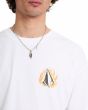 Hombre con camiseta Volcom Double Fantasy Blanca gráfico en llamas pecho