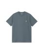 Camiseta Carhartt WIP Chase azul Cozy Blue con logo dorado para hombre