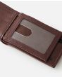 Cartera fina de piel con triple hoja Rip Curl Stacked RFID Slim Tobacco para hombre ventana dni