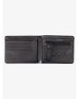 Cartera de cuero sintético con doble hoja Quiksilver Slim Rays negra para hombre abierta