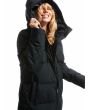 Mujer con chaqueta larga acolchada Roxy Test of Time en Negro Antracita capucha
