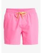 Short de natación Quiksilver Everyday Solid Volley 15in Rosa Pink Lemonade para hombre cintura elástica con cordón