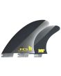 Quillas FCS II Mick Fanning Pro Performance Glass Tri Fins Large – Black/Acid frontal y posterior