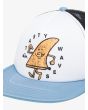 Gorra Quiksilver para niño Romper color blanco con visera plana azul y malla gráfico frontal de una quilla