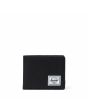 Cartera Herschel Roy Wallet Coin negra cerrada con logo frontal