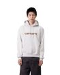 Hombre con sudadera de capucha Carhartt WIP Hooded Carhartt Sweatshirt Gris Ceniza Jaspeado con logo granate