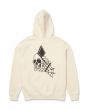 Sudadera con capucha Volcom Watanite Dust Heather para hombre estampado posterior de calavera, escaleras, tela de araña y logo