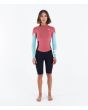 Mujer con neopreno corto Hurley Air 2mm MId Shorty Springsuit de manga  larga color Spiced Coral