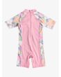 Licra de protección solar con manga corta Roxy Tiny Flower Rosa Flora para niñas de 2 a 7 años posterior