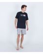 Camiseta de protección solar de manga corta Hurley Everyday Hybrid UPF 50+ Negra ajuste clásico