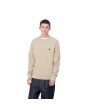 Hombre con jersey de lana Carhartt WIP Madison Sweater Beige con logo negro