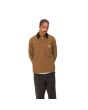 Hombre con chaqueta ligera Carhartt WIP Michigan Coat Summer Hamilton Brown-Tobacco (Rinsed) cerrada