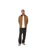 Hombre con chaqueta ligera Carhartt WIP Michigan Coat Summer Hamilton Brown-Tobacco (Rinsed) abierta
