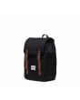 Mochila Herschel Retreat Mini negra 10L Unisex correas marrones de hebilla y magnéticas