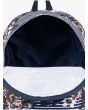 Mochila mediana Roxy Be Young 24 Litros azul marino a rayas con flores interior