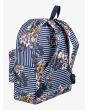 Mochila mediana Roxy Be Young 24 Litros azul marino a rayas con flores psoterior