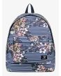 Mochila mediana Roxy Be Young 24 Litros azul marino a rayas con flores