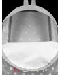 Mochila pequeña Roxy Sugar Baby 16 litros en color gris con lunares blancos interior