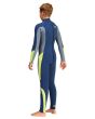 Niño con traje de neopreno con cremallera en la espalda Billabong Absolute 4/3mm azul marino posterior izquierda