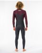 Hombre con traje de surf con cremallera en el pecho Rip Curl 5/3mm Dawn Patrol WIne Granate posterior