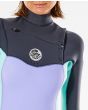 Mujer con Traje de surf con cremallera en el pecho Rip Curl Dawn Patrol 5/3mm Eco Violeta Chest Zip