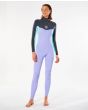 Mujer con Traje de surf con cremallera en el pecho Rip Curl Dawn Patrol 5/3mm Eco Violeta frontal