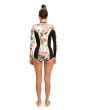 Traje de neopreno de manga larga Rip Curl G Bomb Spring 1/1 blanco floral para mujer posterior
