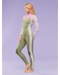 Mujer con Traje de neopreno Roxy 4/3mm Rise Back Zip color Palmed Out Light Grey lateral