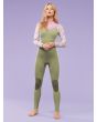 Mujer con Traje de neopreno Roxy 4/3mm Rise Back Zip color Palmed Out Light Grey
