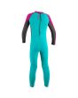 Traje de neopreno O'Neill Toddler Reactor-2 2mm para niña color aguamarina, gris y fucsia cremallera trasera