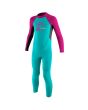 Traje de neopreno O'Neill Toddler Reactor-2 2mm para niña color aguamarina, gris y fucsia