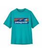 Camiseta de manga corta Patagonia Kids Capilene Silkweight Boardshort Logo Azul Turquesa para niños