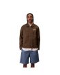 Hombre con Chaqueta Carhartt WIP Racer Module Jacket Marrón Liberica-Peanut cremallera cerrada