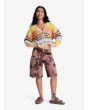 Mujer con cárdigan Roxy Cosmic Coast Stripes multicolor cerrada