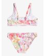 Conjunto de bikini bralette Roxy Tropical Time Girl Blanco Floral para niñas de 7 a 16 años posterior