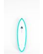 Shortboard Channel Islands Al Merrick Twin Pin 5'11" 32.9L en color turquesa posterior