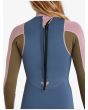 Mujer con Springsuit con manga larga y cremallera posterior Roxy 2/2mm Prologue+ color azul grisáceo, rosa y verde Back Zip