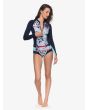 Mujer con Traje de Surf de primavera de manga larga y cremallera frontal Roxy Pop Surf 1 mm azul marino Front Zip